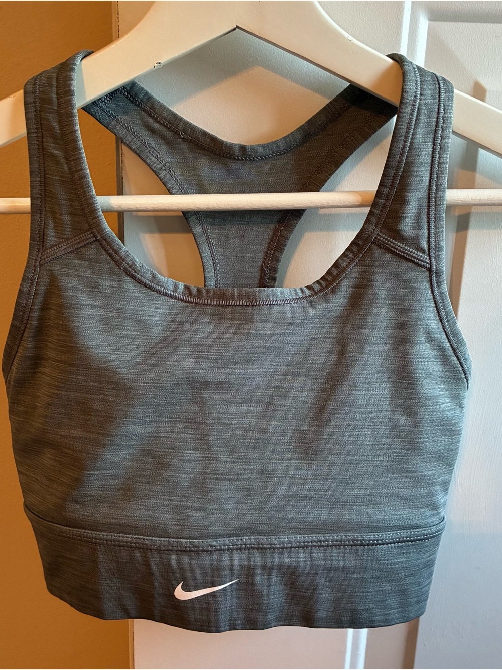 Nike Women's Grey Green Racerback Sports Bra - Supportive Everyday Comfort